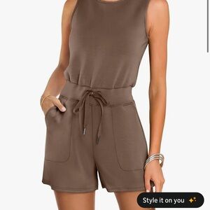 Women's Brown Sleeveless Jumpsuit
